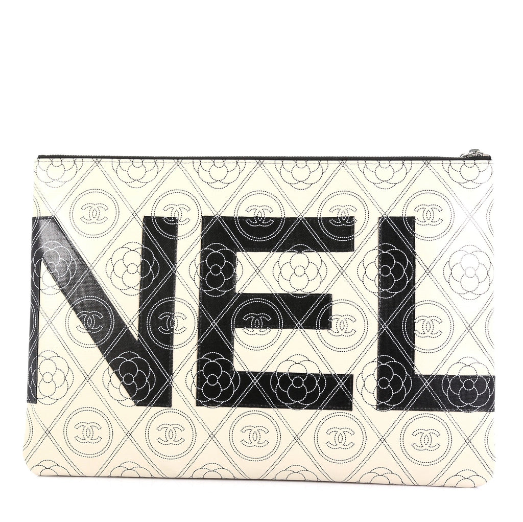 Camellia Logo Wristlet Clutch Printed Coated Canvas Large
