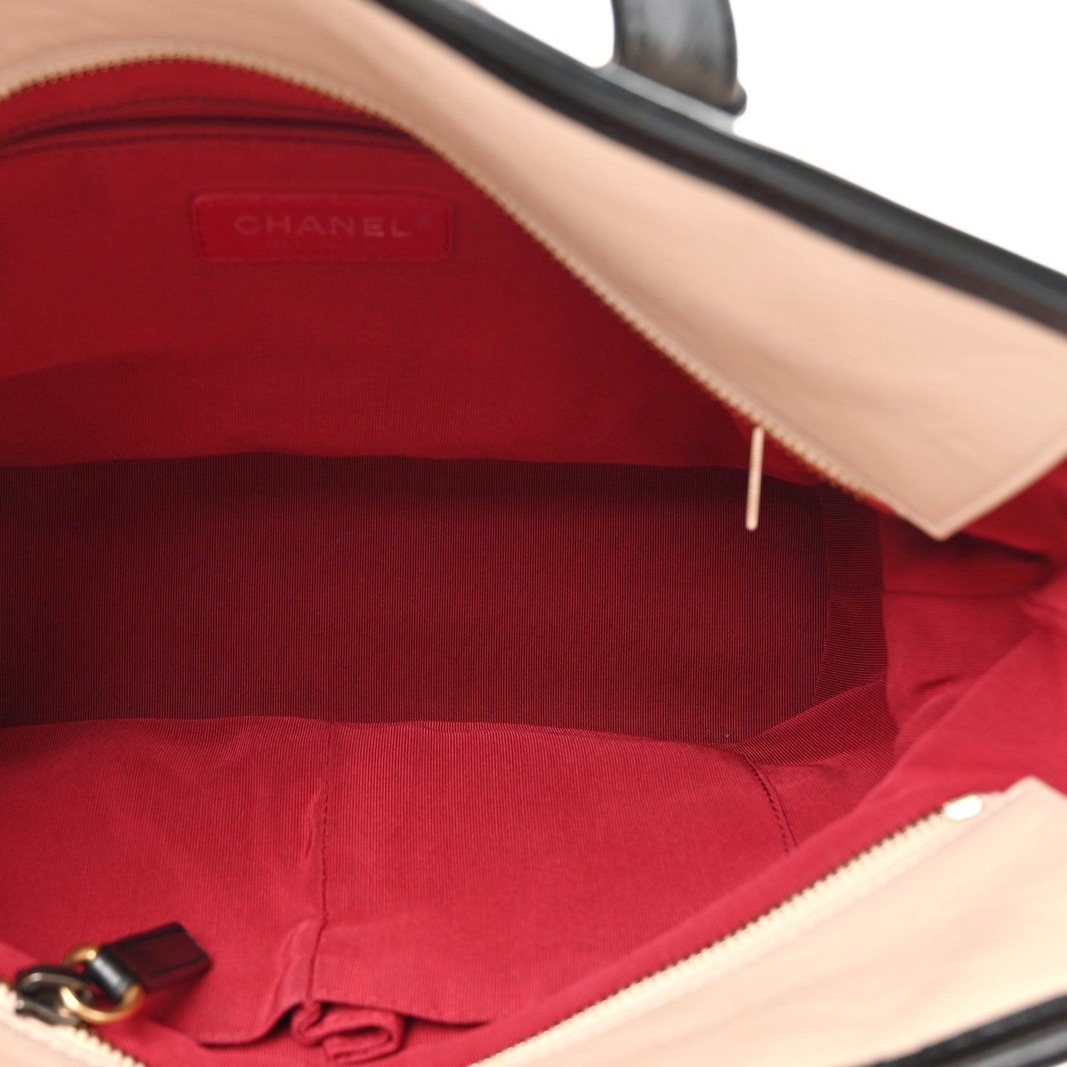 Aged Calfskin Quilted Medium Gabrielle Shopping Tote  Beige Black
