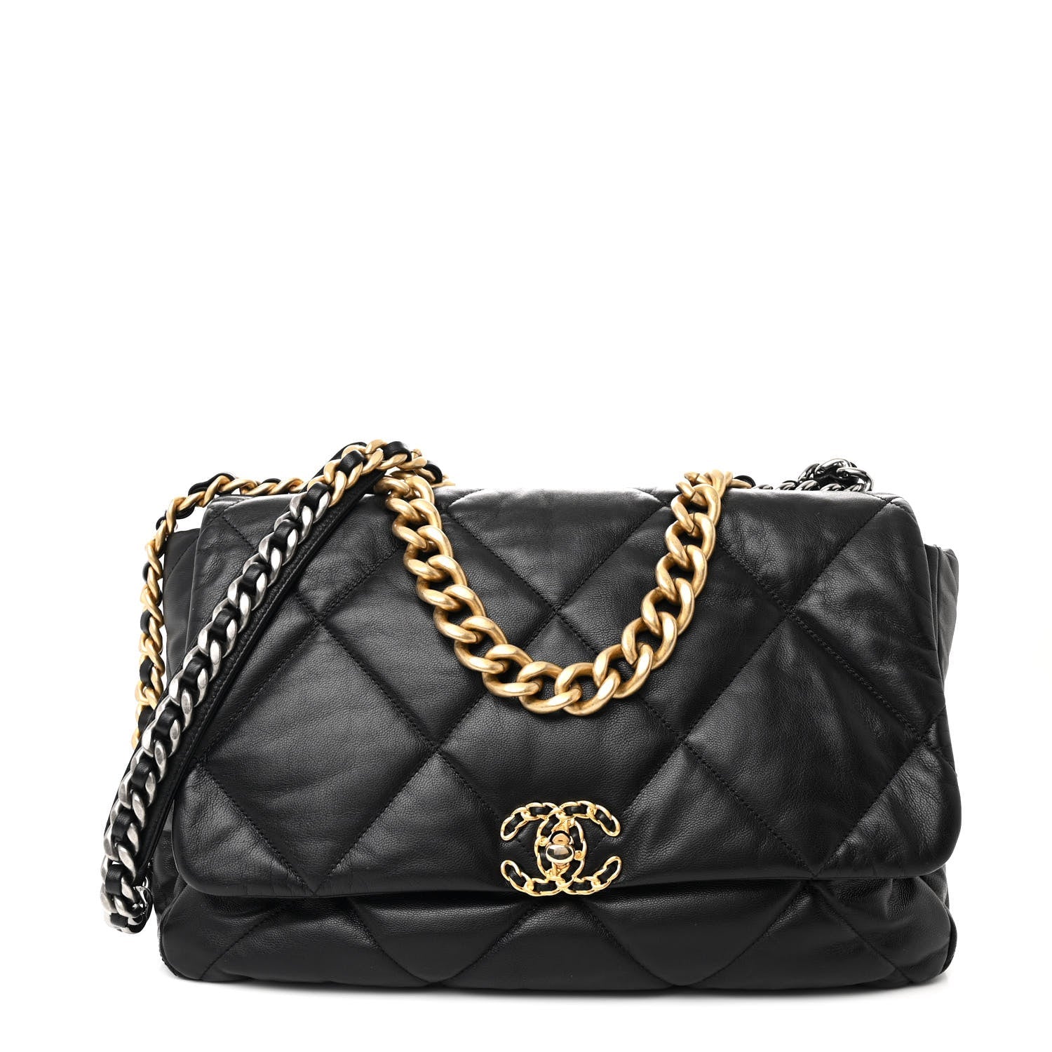 Lambskin Quilted Maxi Chanel 19 Flap Black