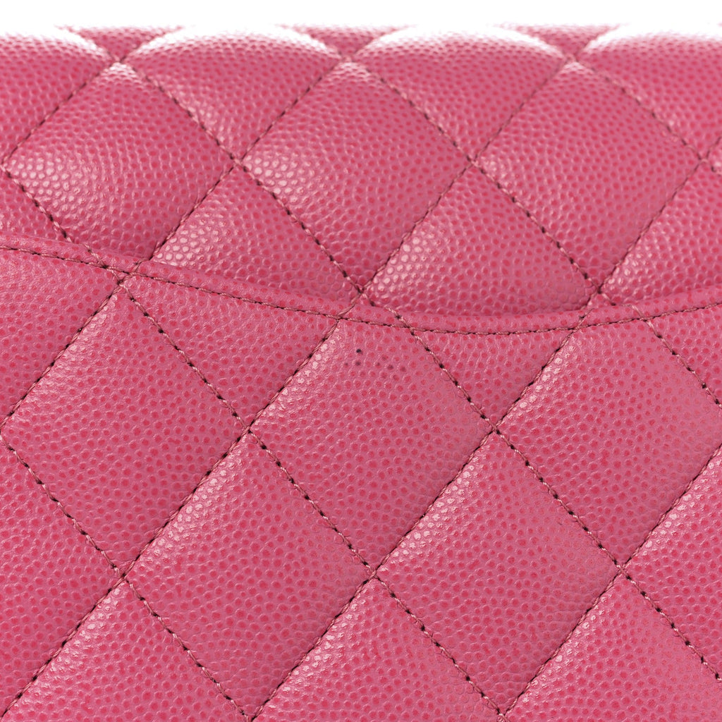 Caviar Quilted Medium Double Flap Pink