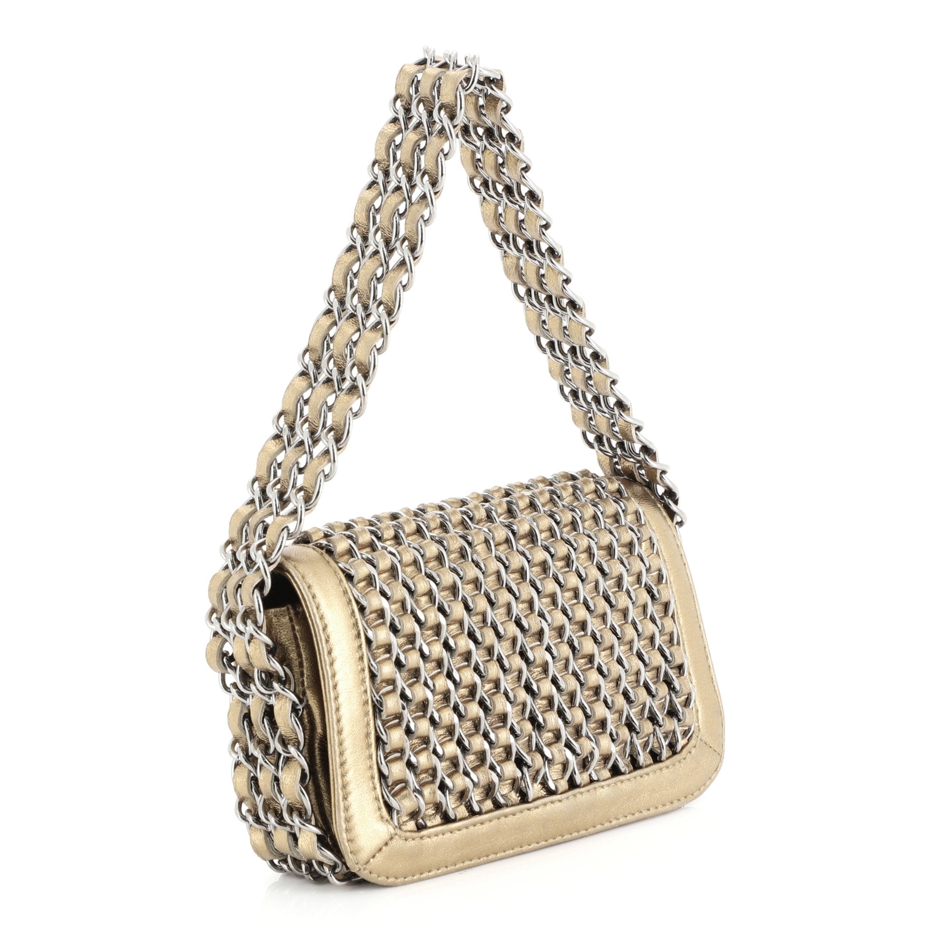 Triple Chain Flap Bag Leather Mini