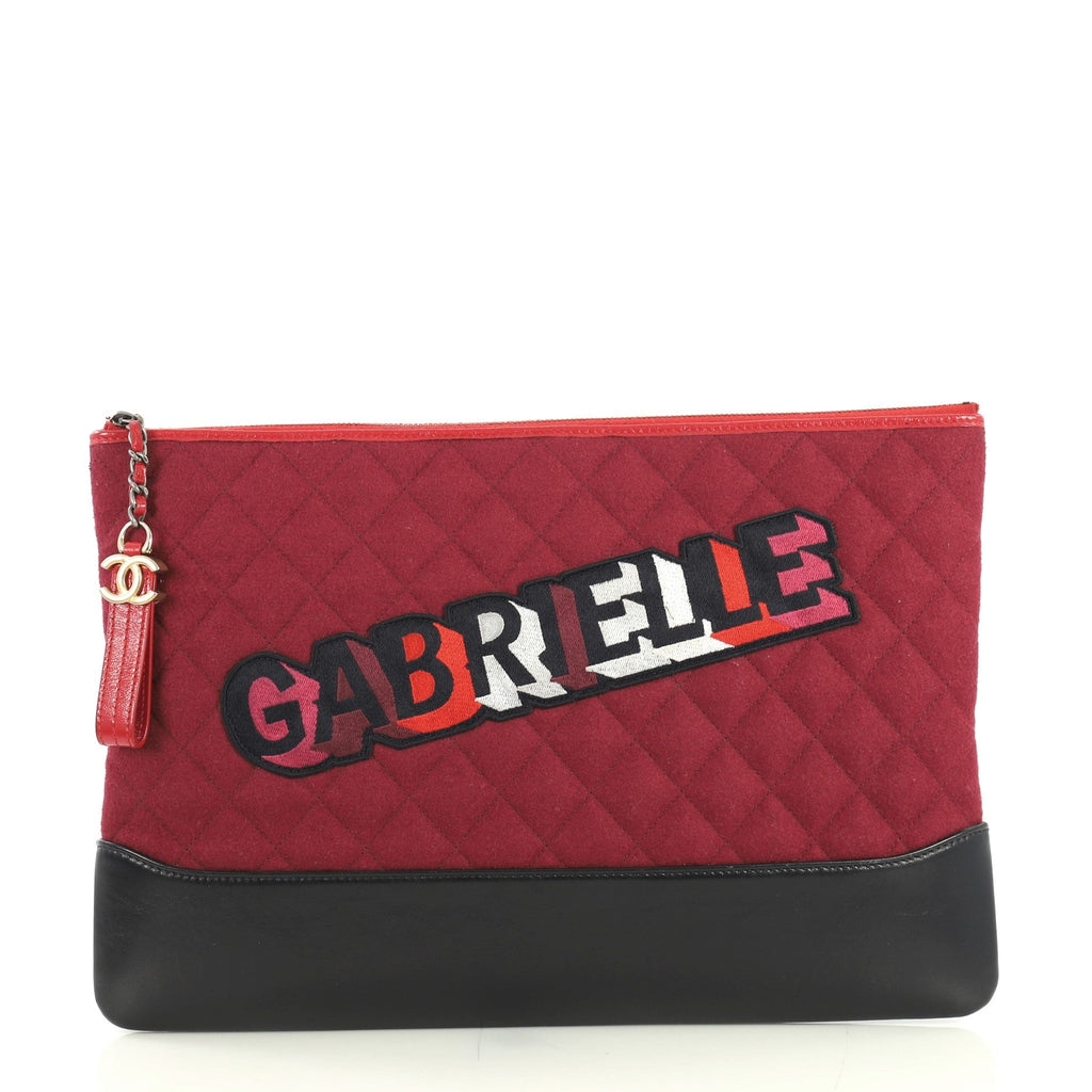 Gabrielle O Case Clutch Quilted Felt and Calfskin Large