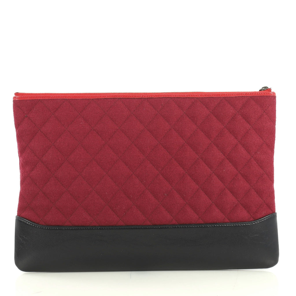 Gabrielle O Case Clutch Quilted Felt and Calfskin Large