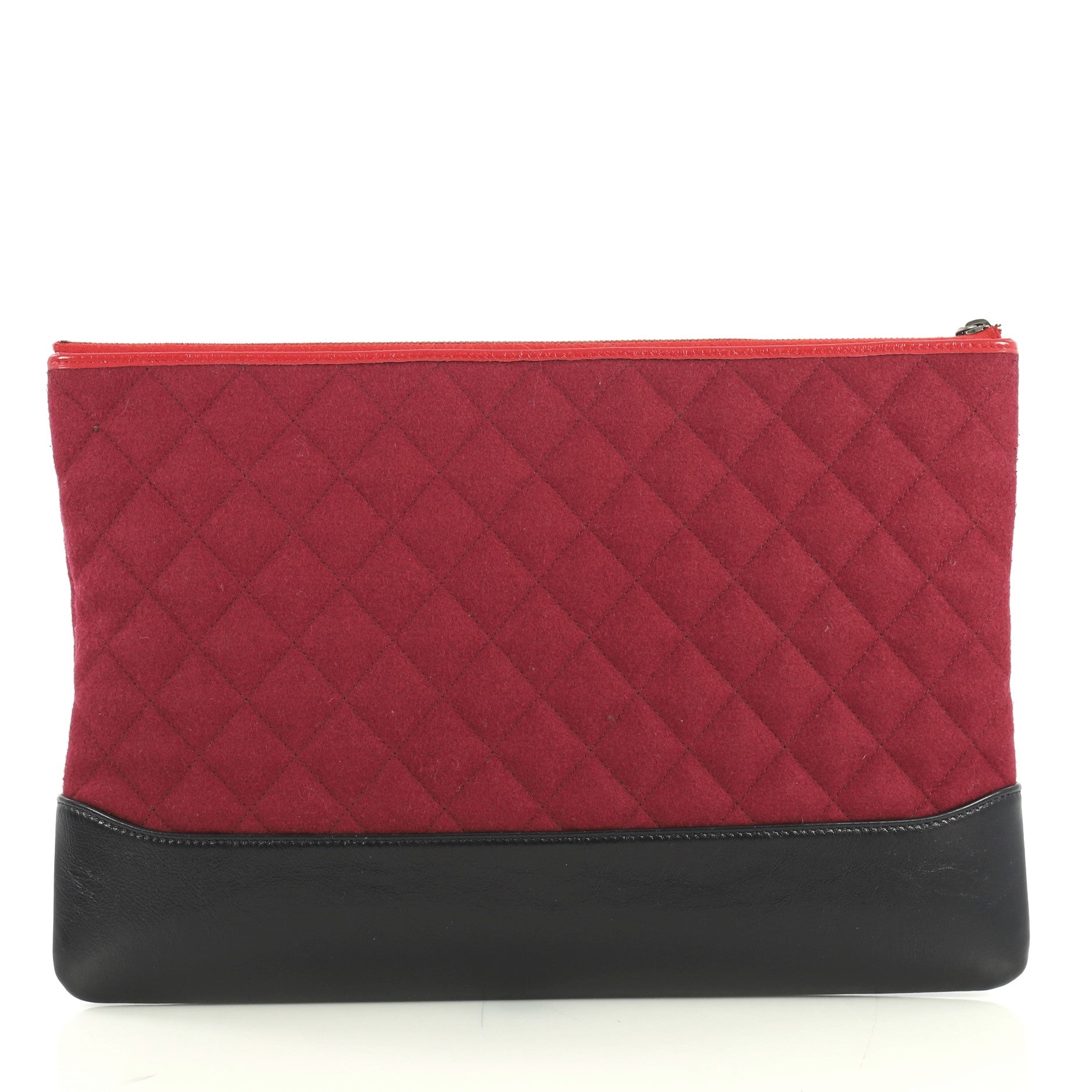 Gabrielle O Case Clutch Quilted Felt and Calfskin Large