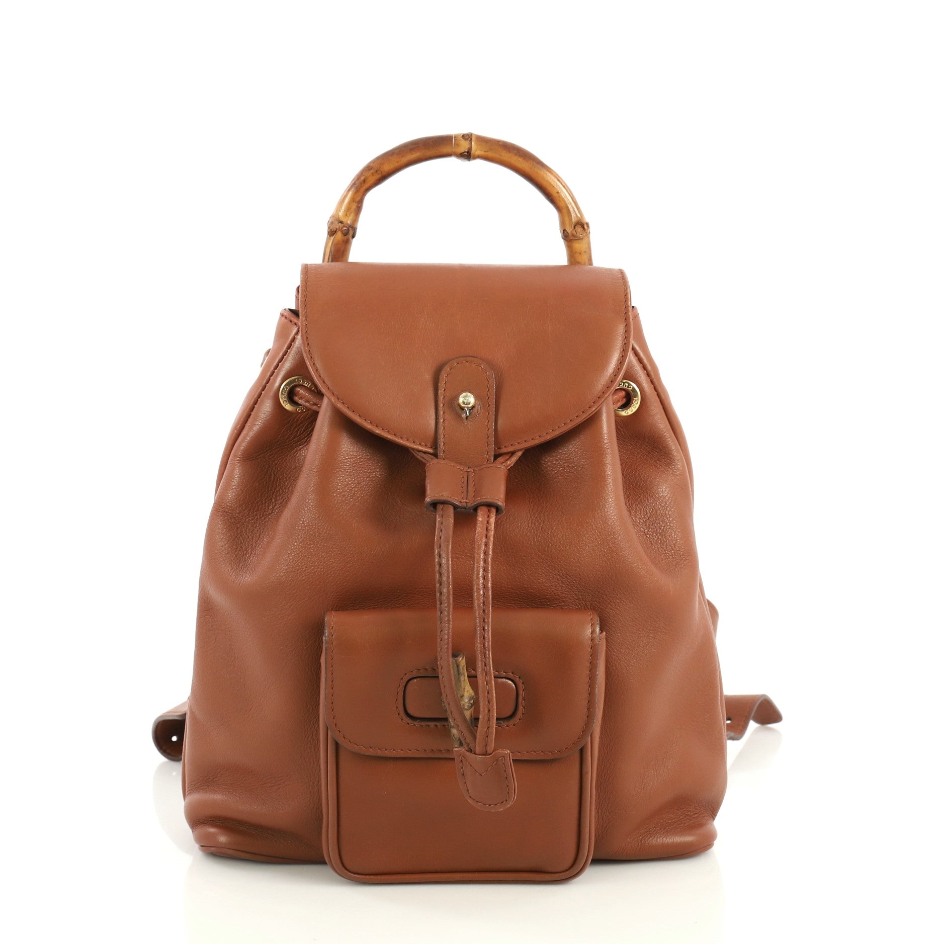 Vintage Bamboo Backpack Leather Mini