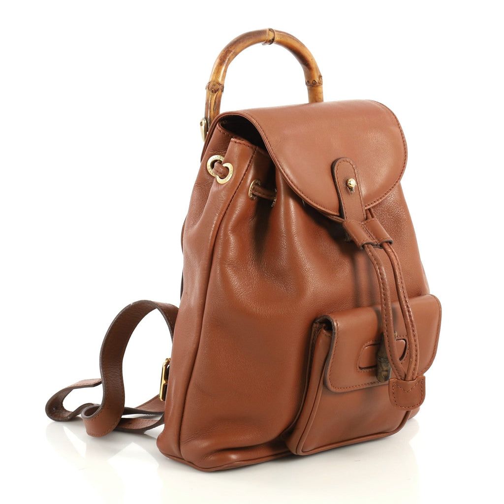 Vintage Bamboo Backpack Leather Mini