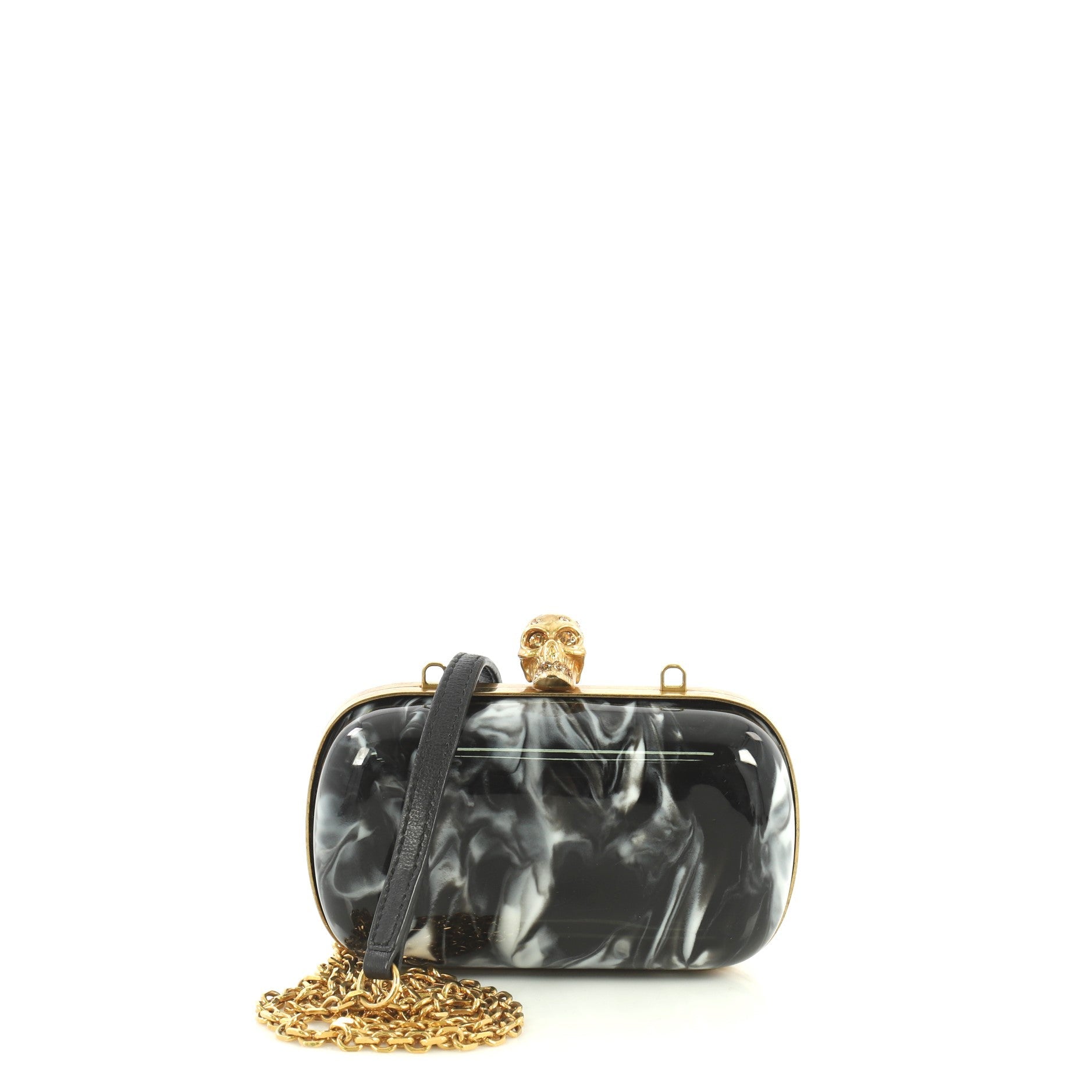 Skull Box Clutch Marbled Plexiglass Small