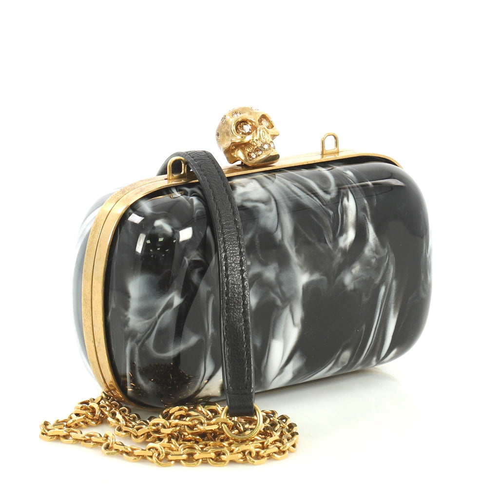 Skull Box Clutch Marbled Plexiglass Small
