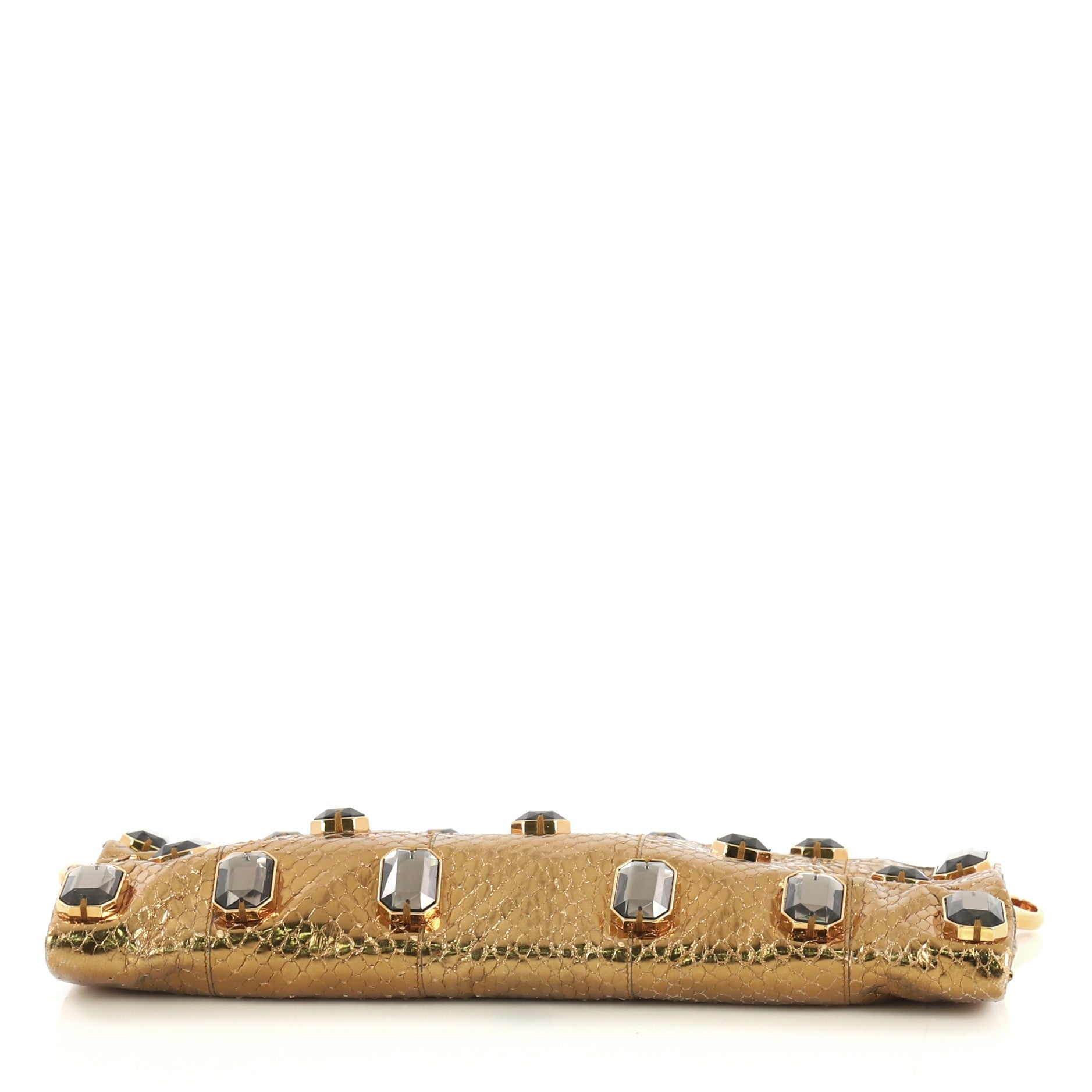 Chain Clutch Jeweled Snakeskin Small