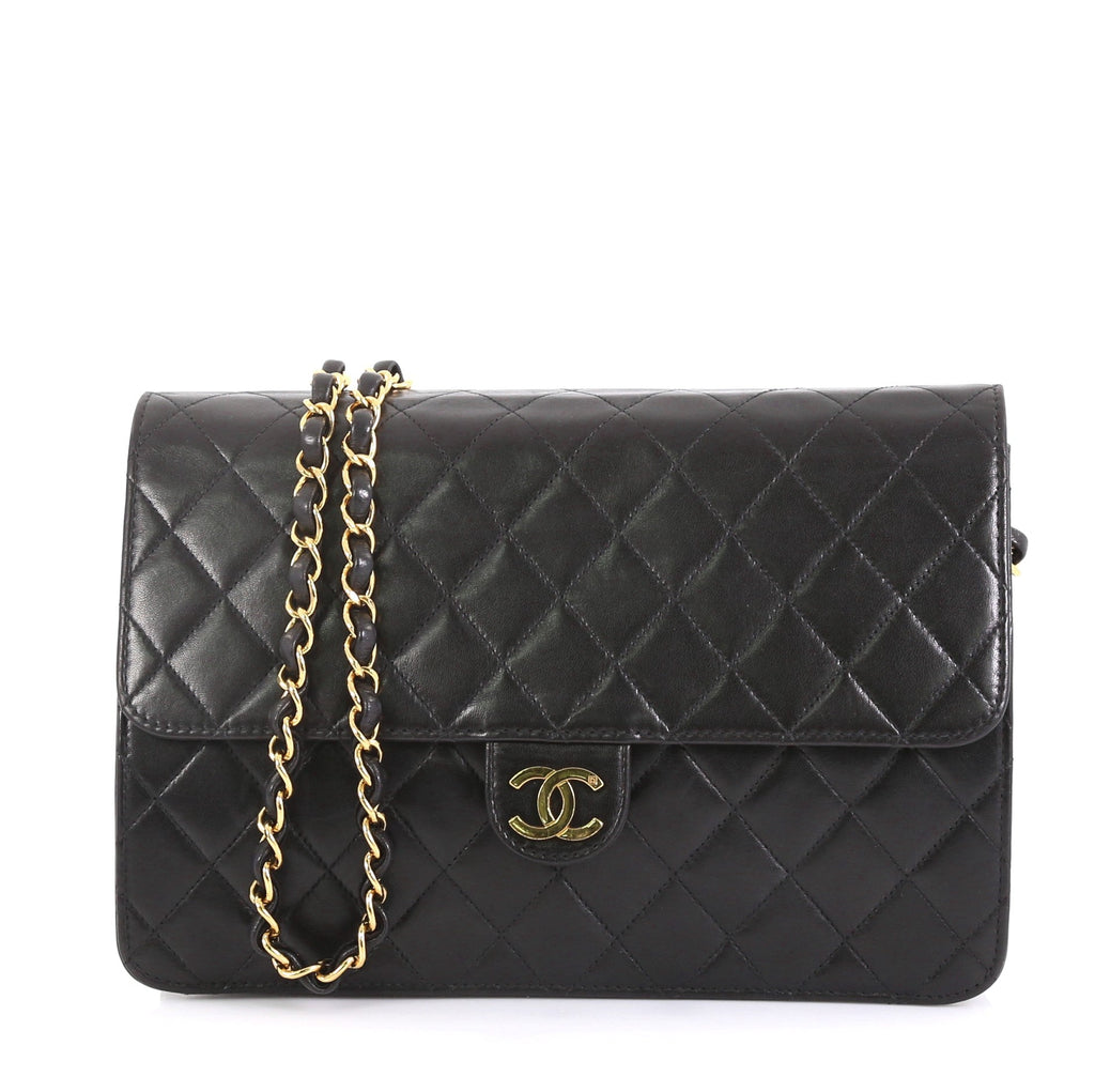 Vintage Clutch with Chain Quilted Leather Medium