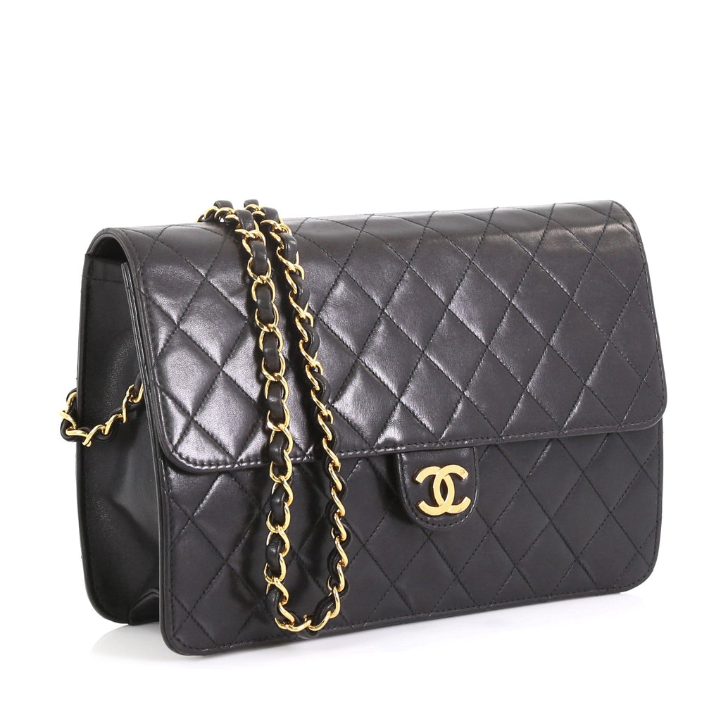 Vintage Clutch with Chain Quilted Leather Medium