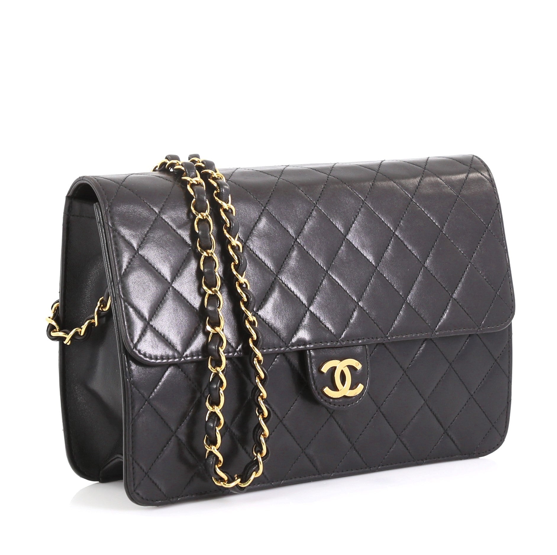 Vintage Clutch with Chain Quilted Leather Medium