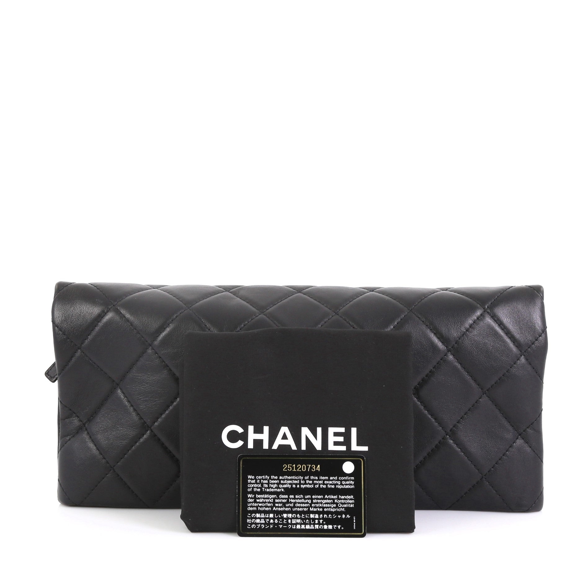 CC Foldover Clutch Quilted Lambskin Large