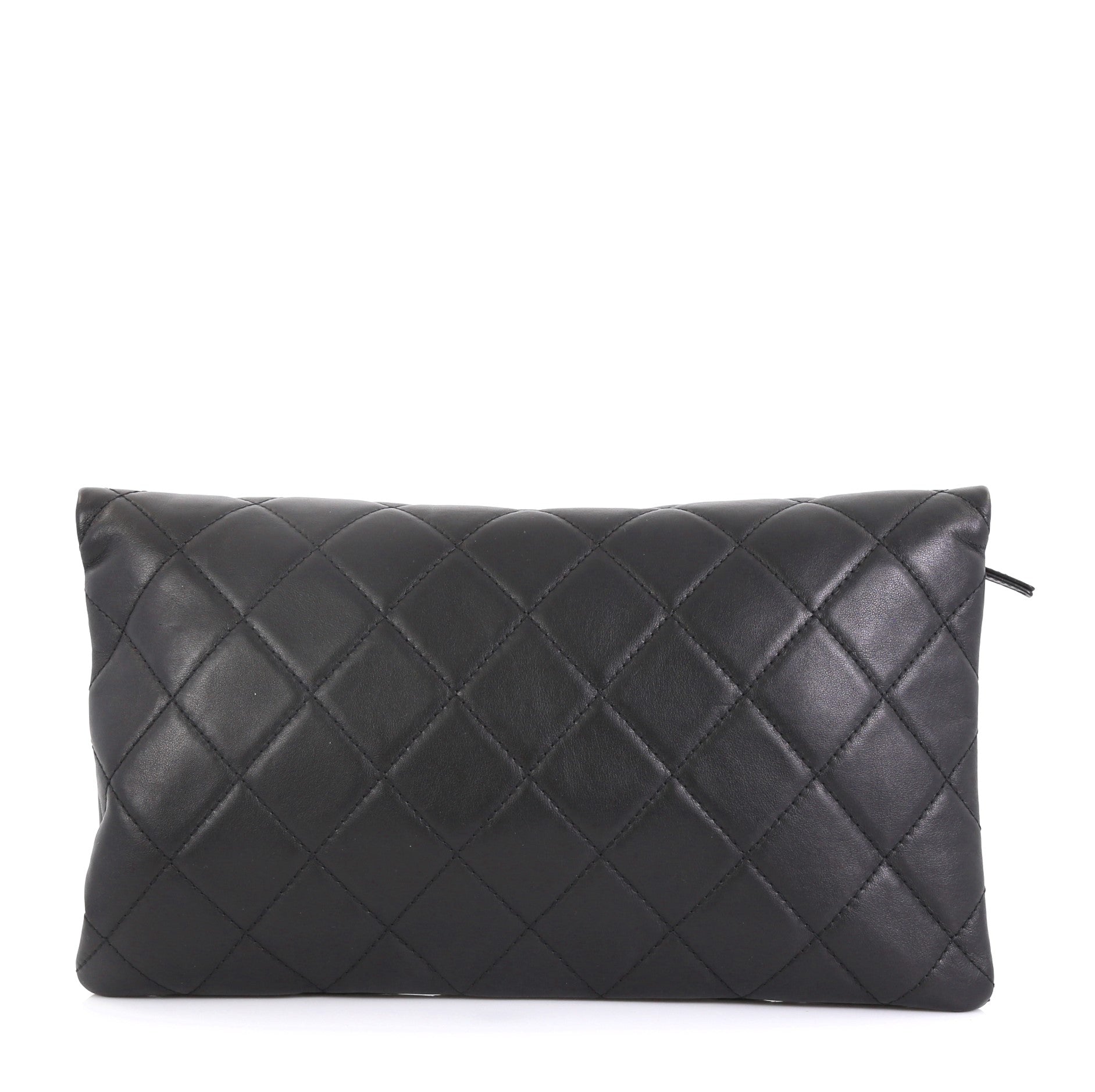 CC Foldover Clutch Quilted Lambskin Large