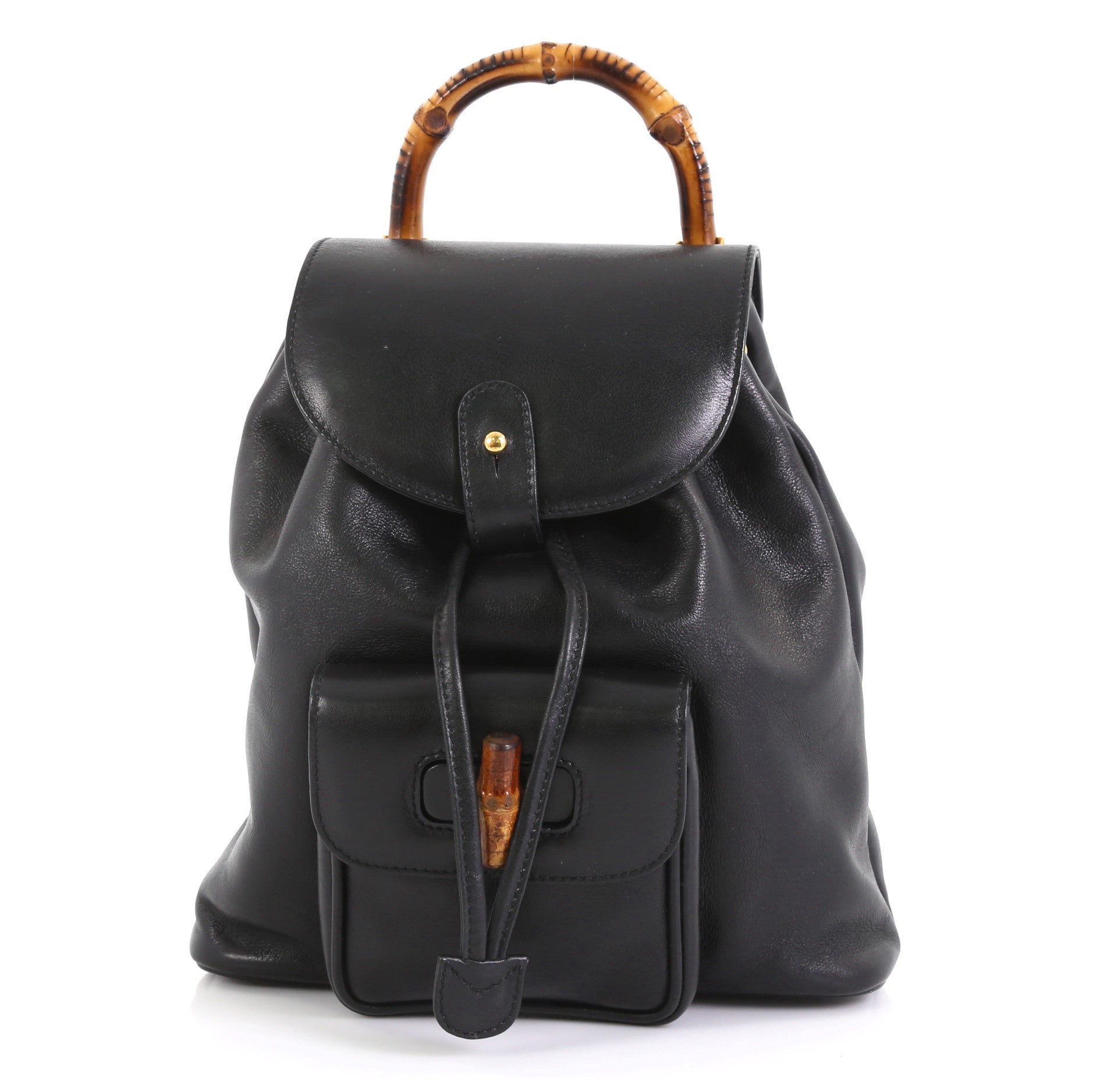 Vintage Bamboo Backpack Leather Mini