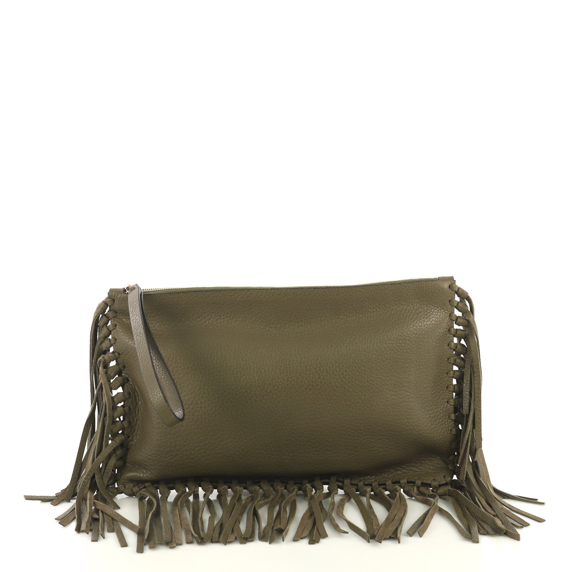 C Rockee Fringe Clutch Leather Medium