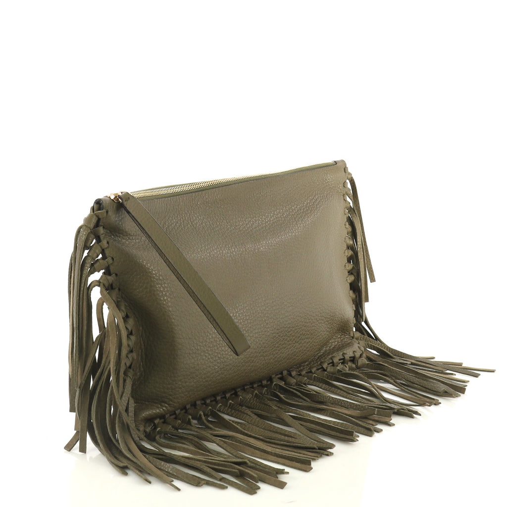 C Rockee Fringe Clutch Leather Medium
