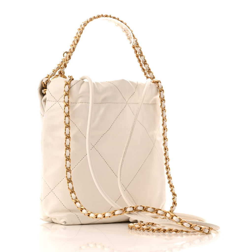 Shiny Calfskin Quilted Mini Chanel 22 White