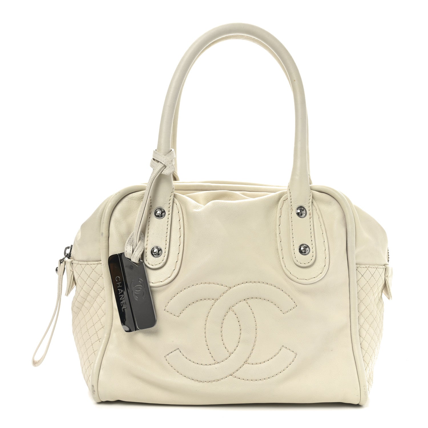 Calfskin Small CC Bowler White
