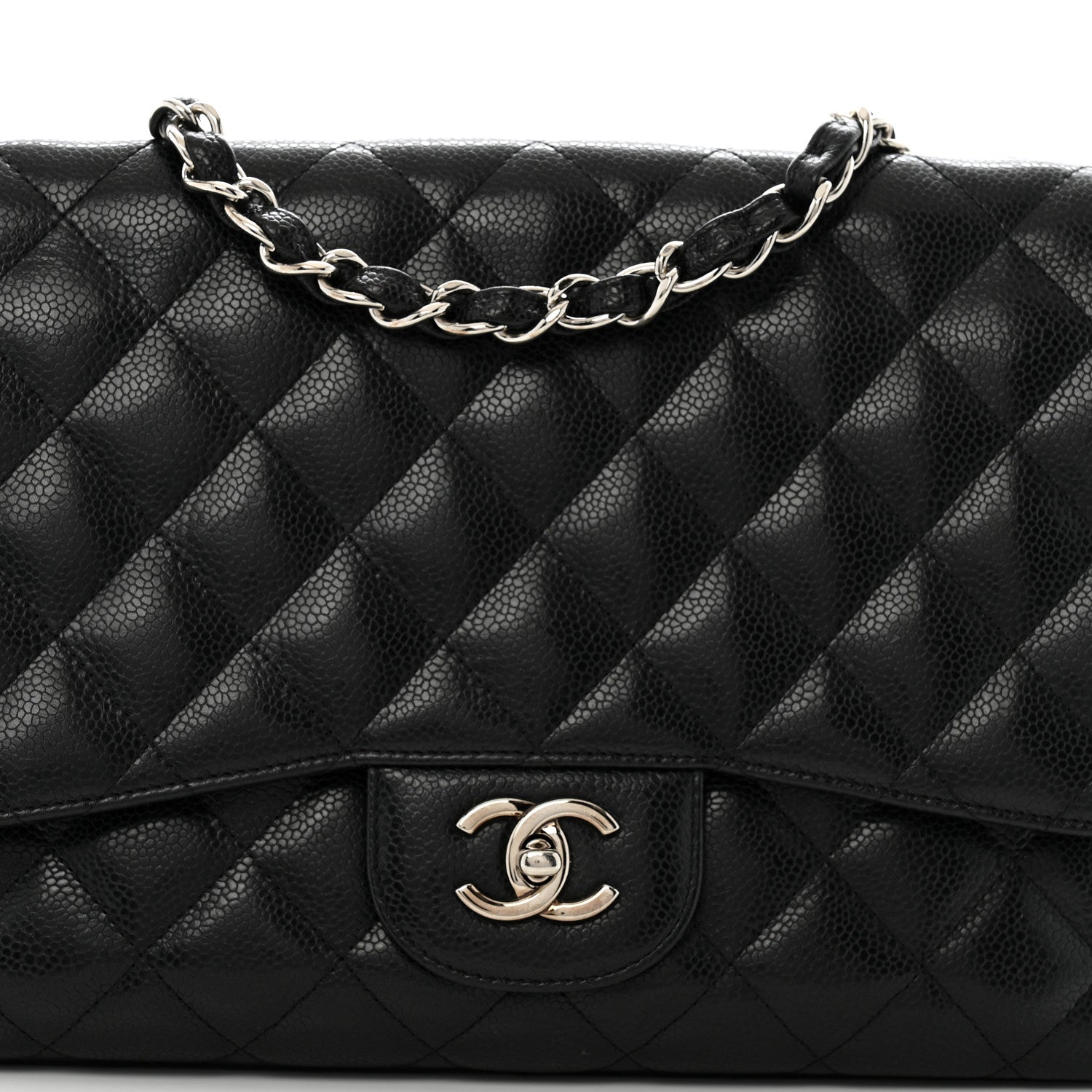 Caviar Quilted Jumbo Double Flap Black