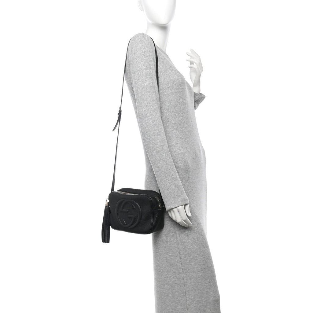 Pebbled Calfskin Small Soho Disco Bag Black