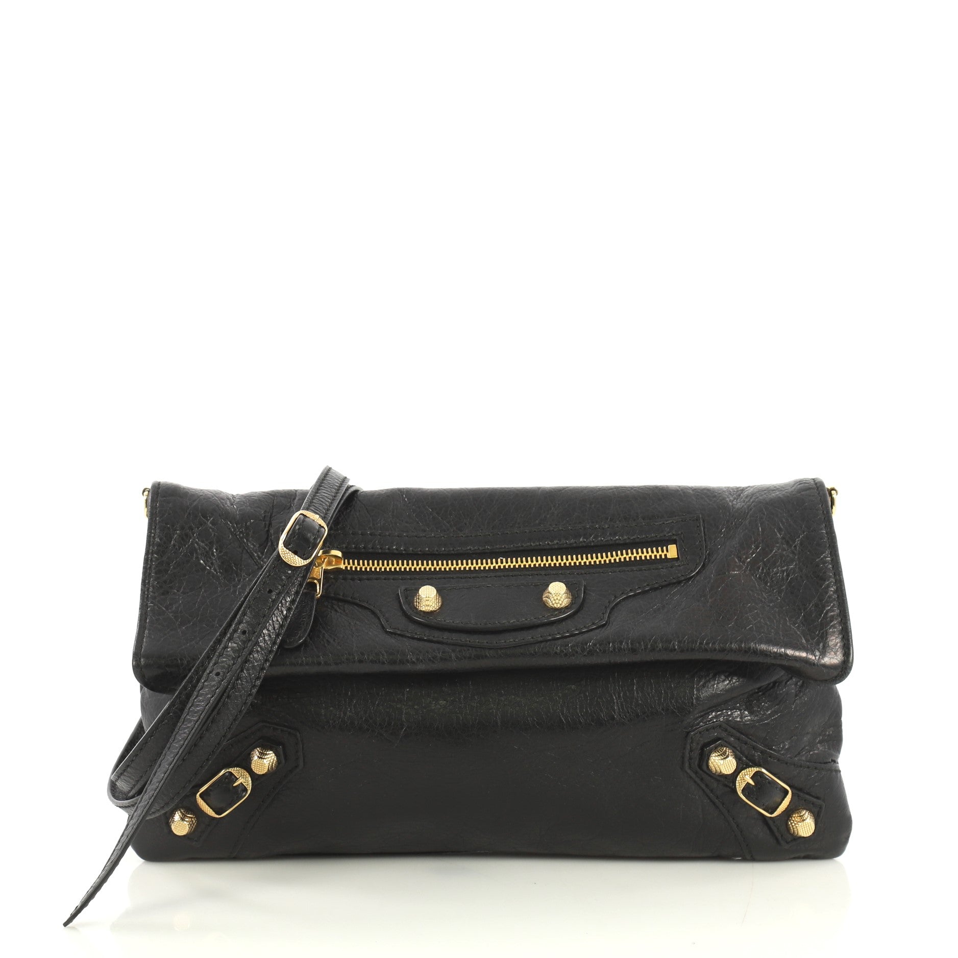 Envelope Strap Clutch Classic Studs Leather