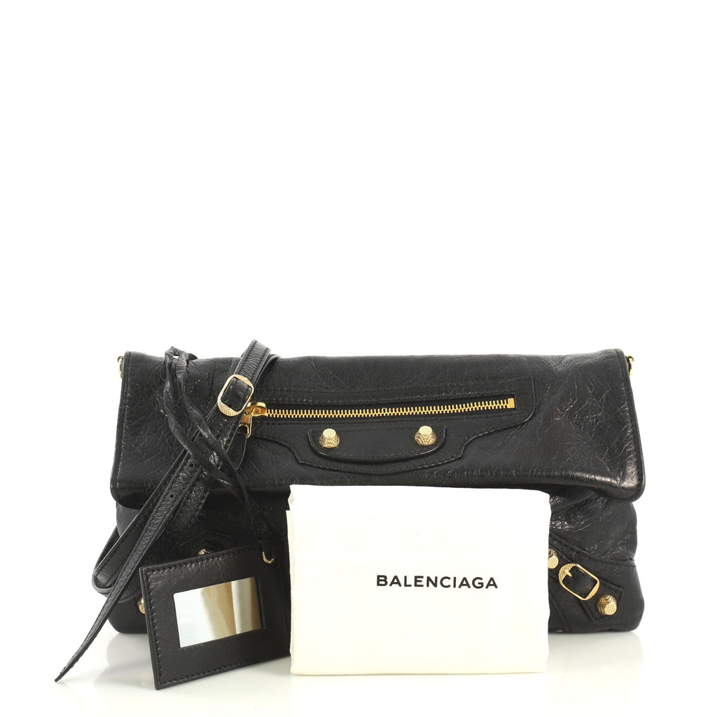 Envelope Strap Clutch Classic Studs Leather