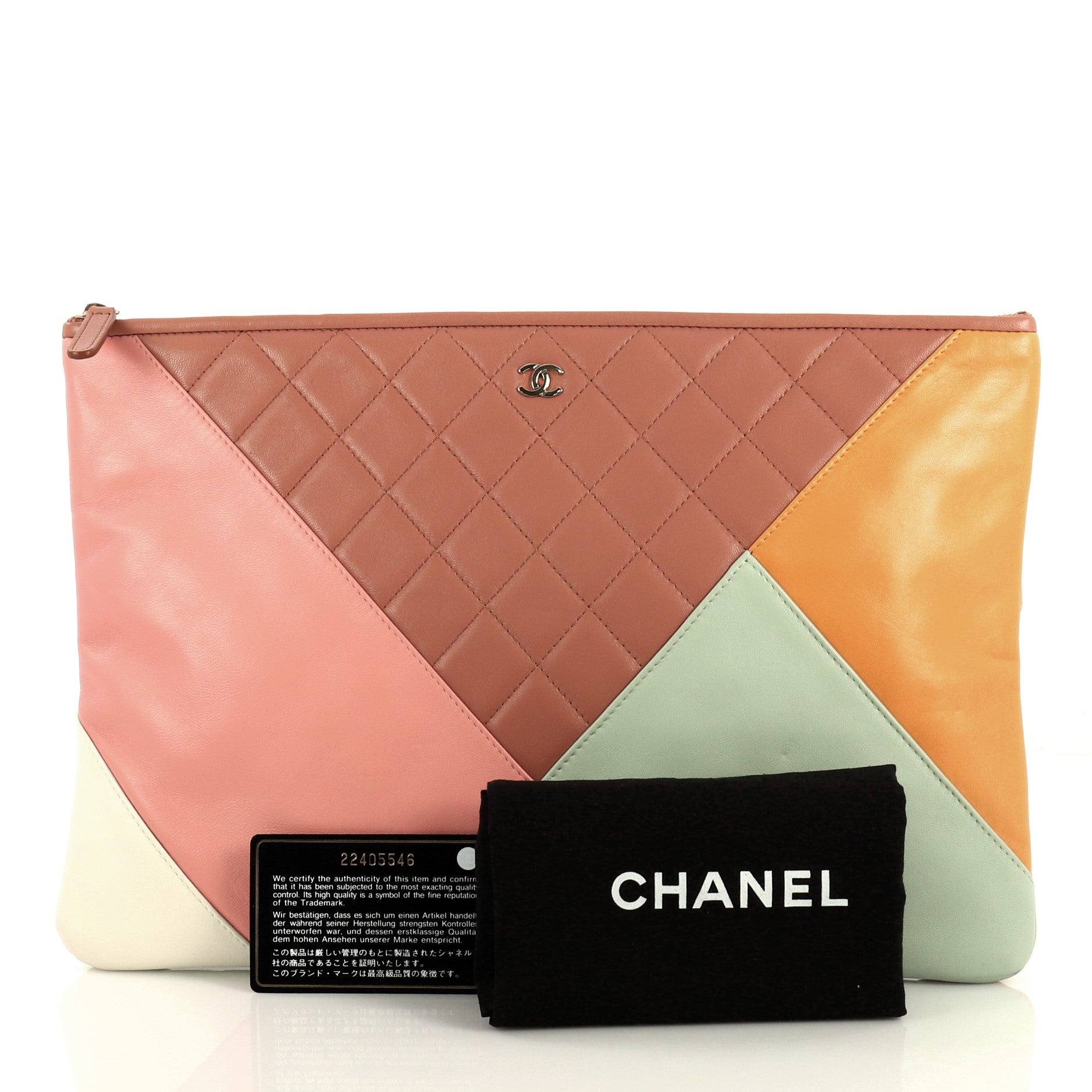 O Case Clutch Colorblock Quilted Leather Large