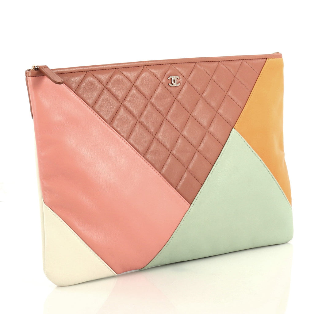 O Case Clutch Colorblock Quilted Leather Large