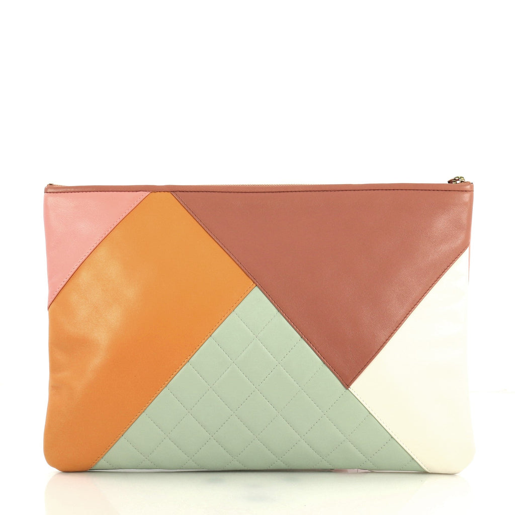 O Case Clutch Colorblock Quilted Leather Large