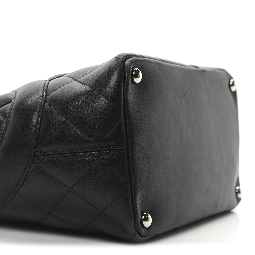 Calfskin Quilted Medium Cambon Tote Black