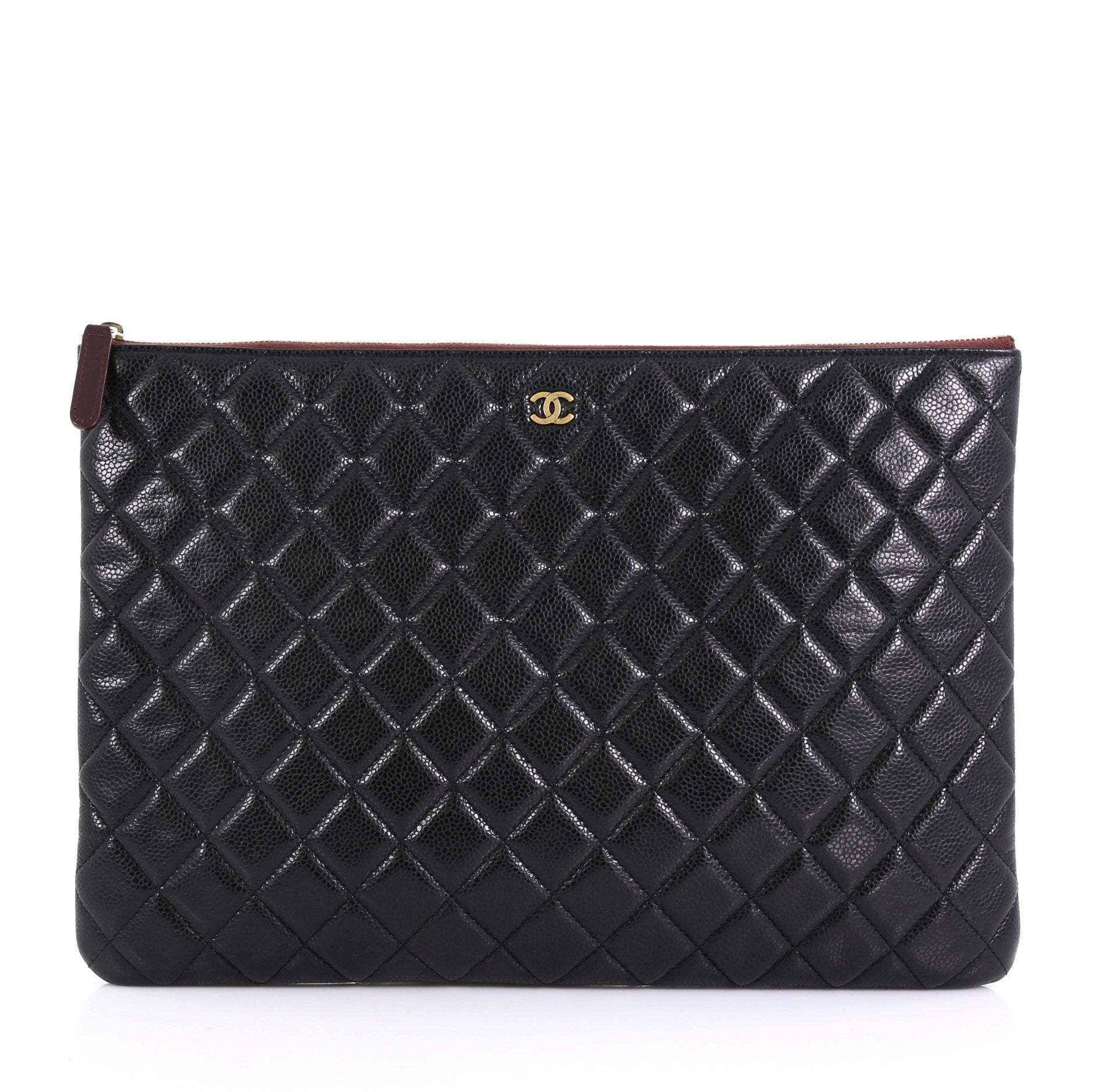 O Case Clutch Quilted Caviar Large