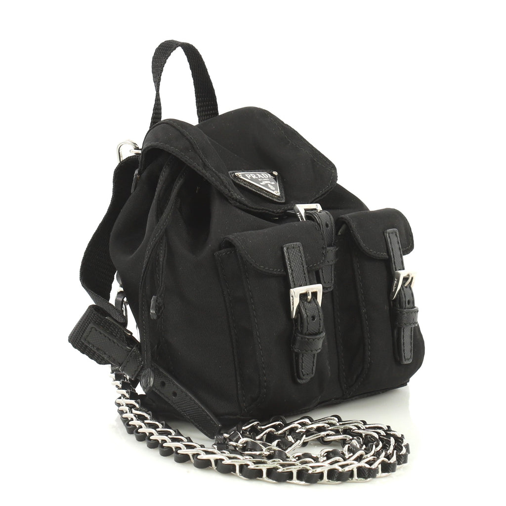 Convertible Chain Backpack Tessuto Mini