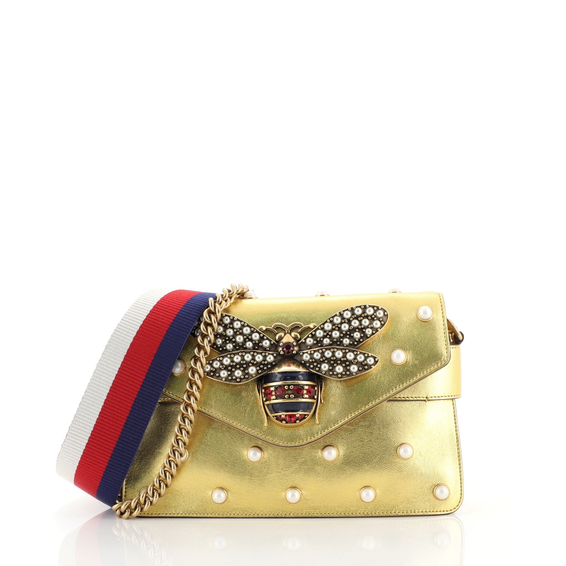 Broadway Pearly Bee Shoulder Bag Embellished Leather Mini
