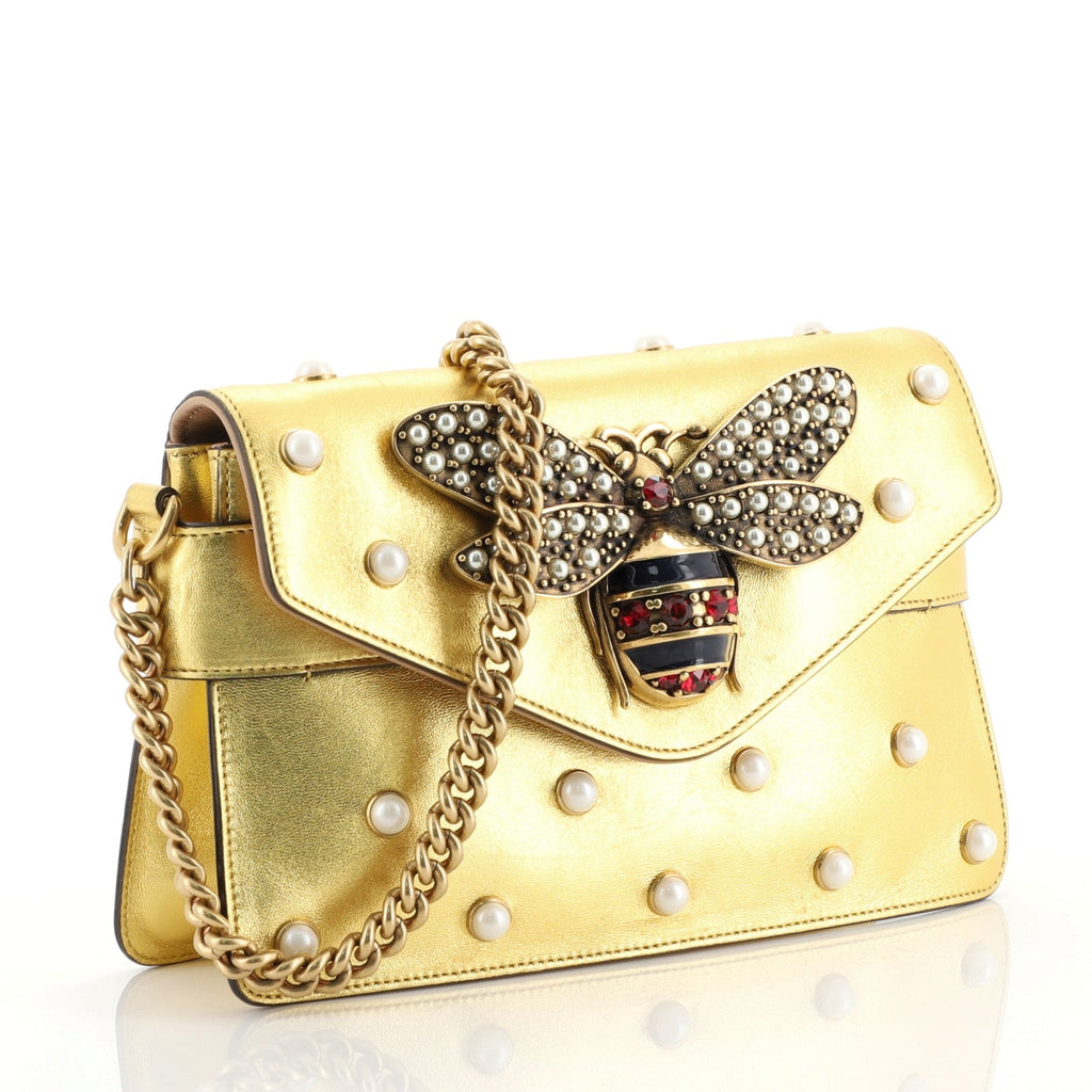 Broadway Pearly Bee Shoulder Bag Embellished Leather Mini