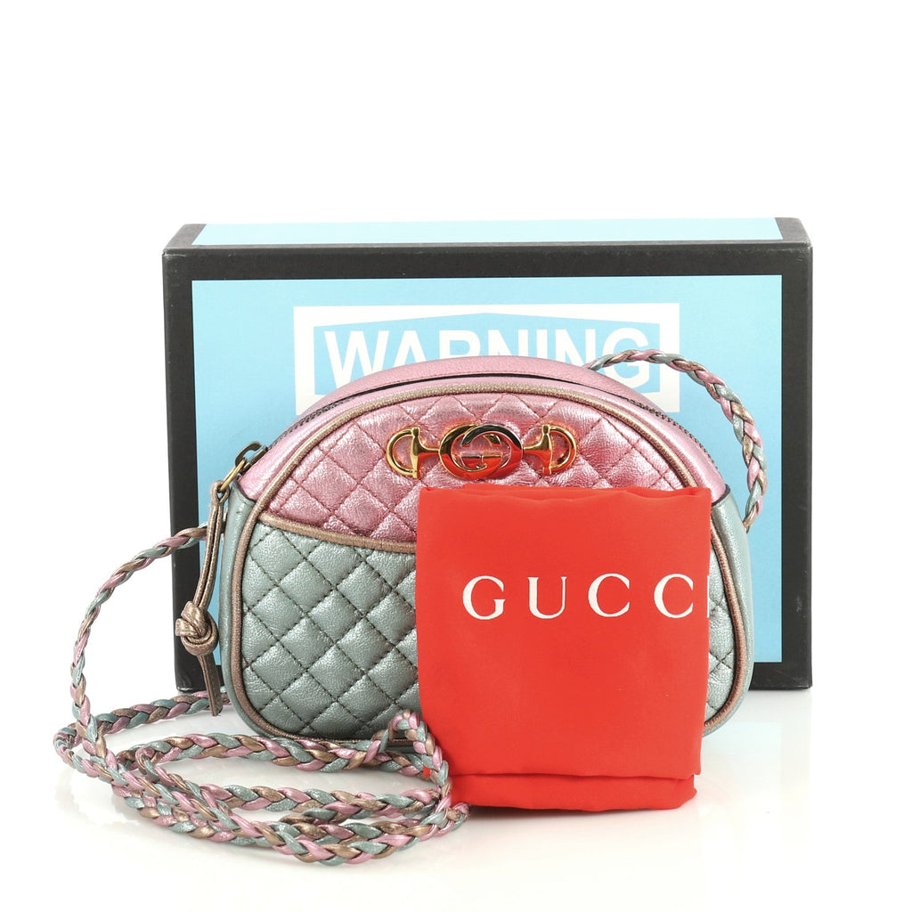 Camera Shoulder Bag Quilted Laminated Leather Mini