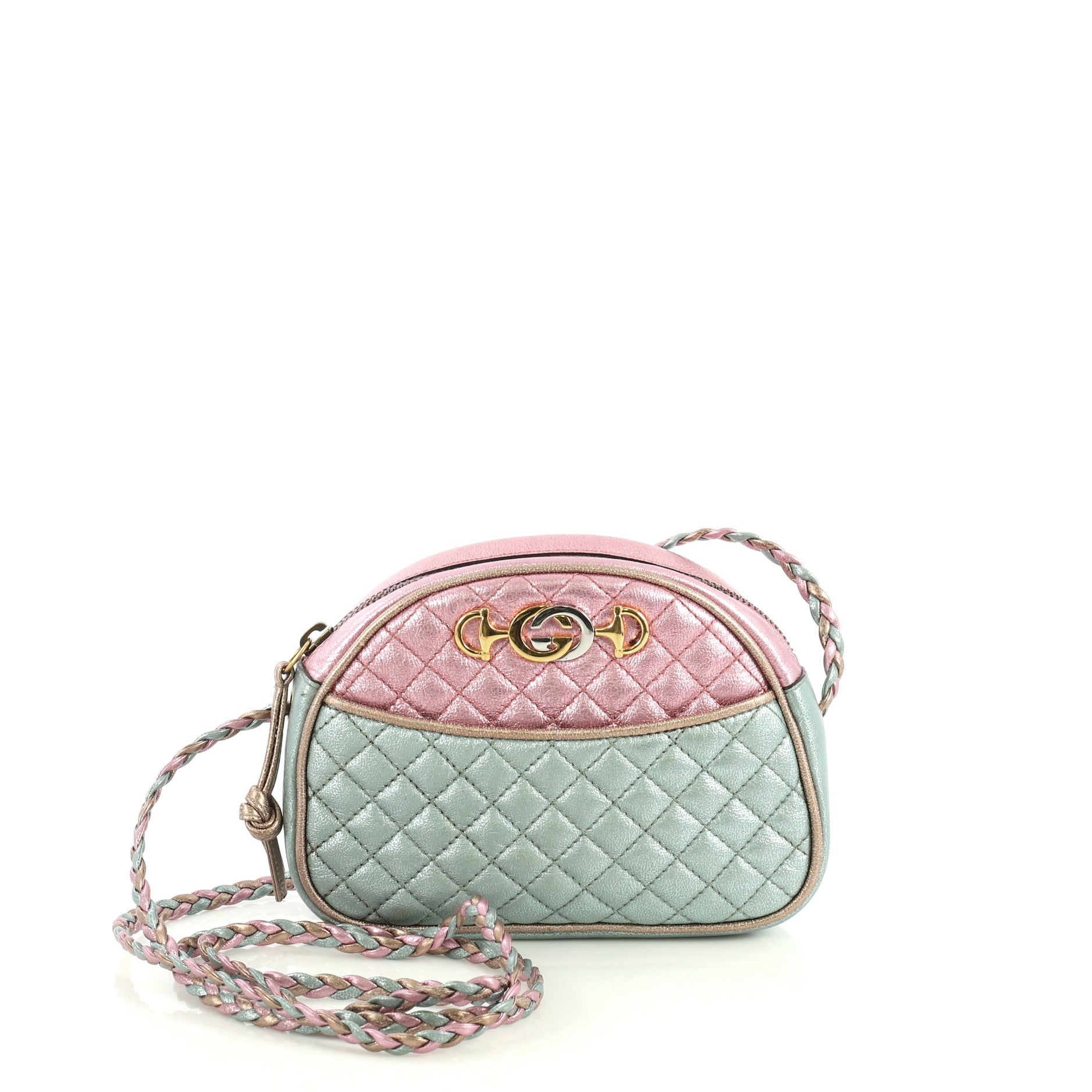 Camera Shoulder Bag Quilted Laminated Leather Mini