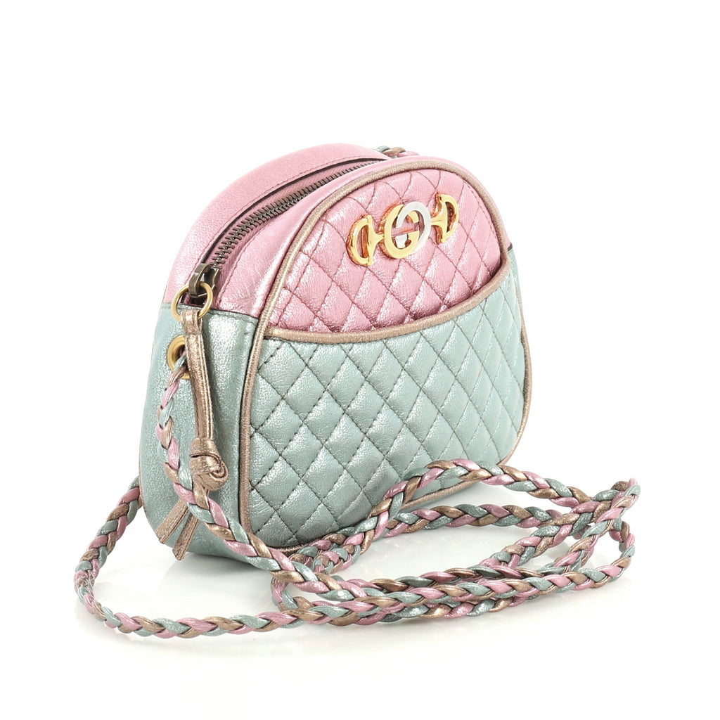 Camera Shoulder Bag Quilted Laminated Leather Mini