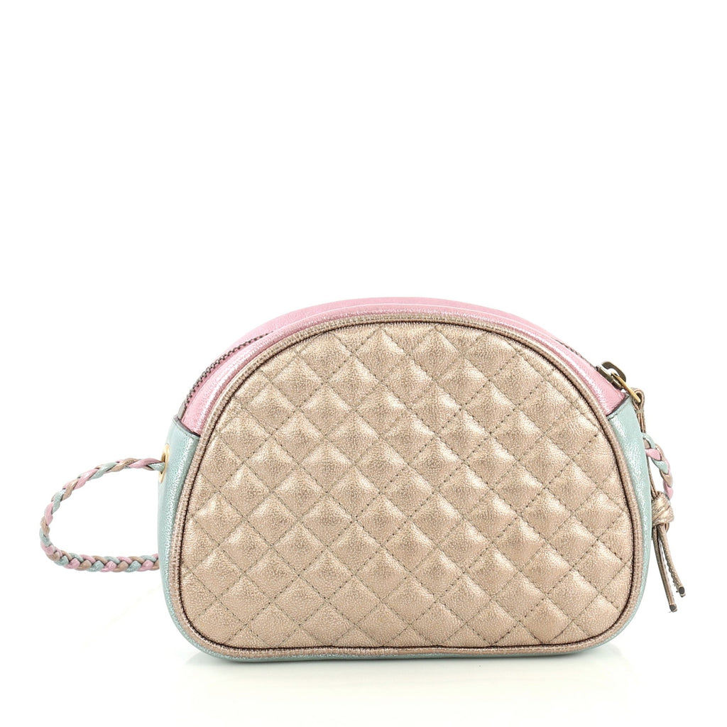 Camera Shoulder Bag Quilted Laminated Leather Mini