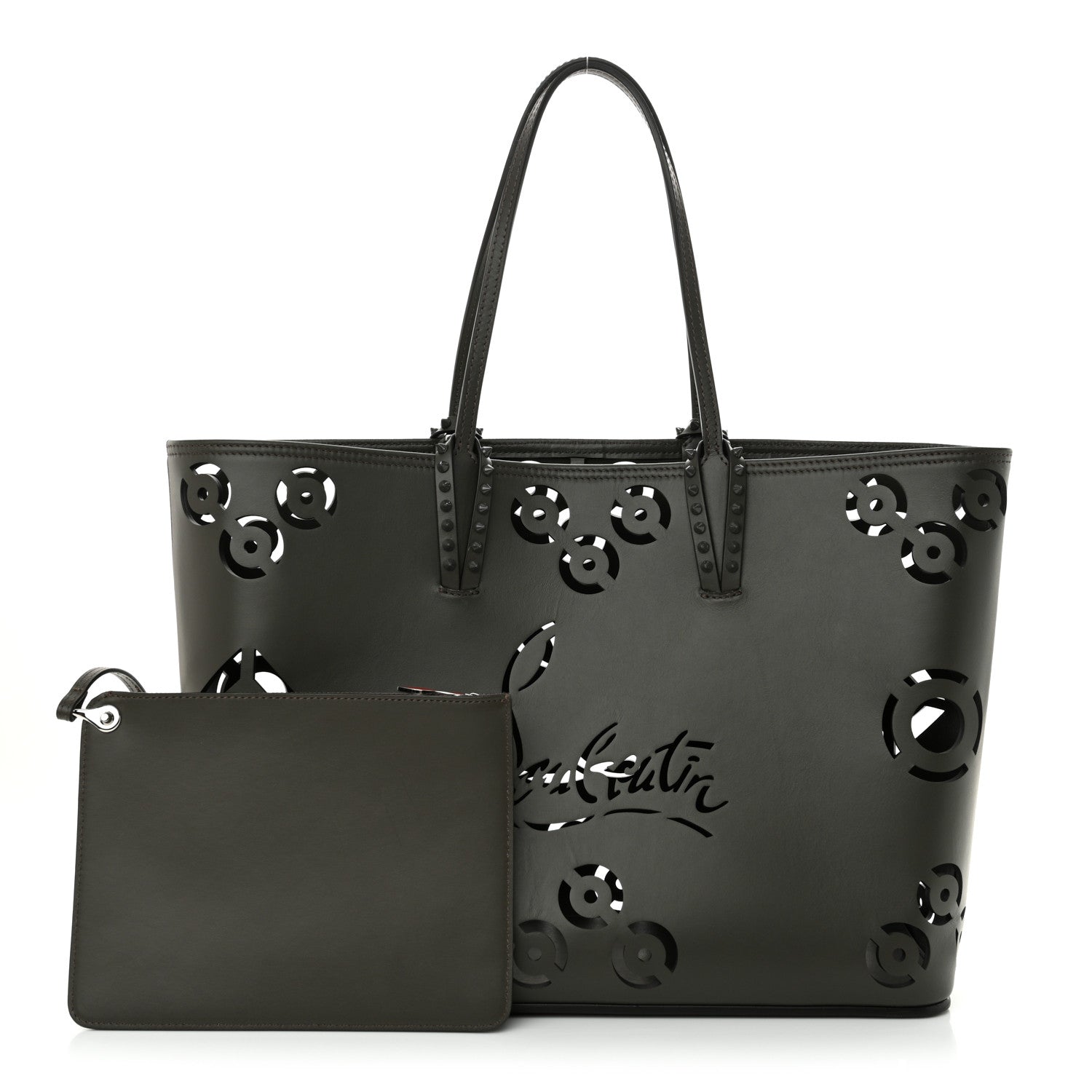 Calfskin Paris CL Logo Perforated Cabata Tote Rocket