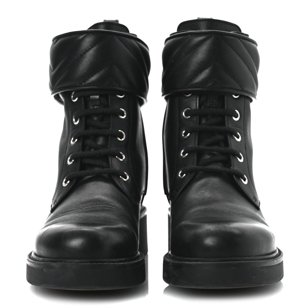 Flores Calfskin Nappa Matelasse GG 40mm Ankle Boots 37.5 Black