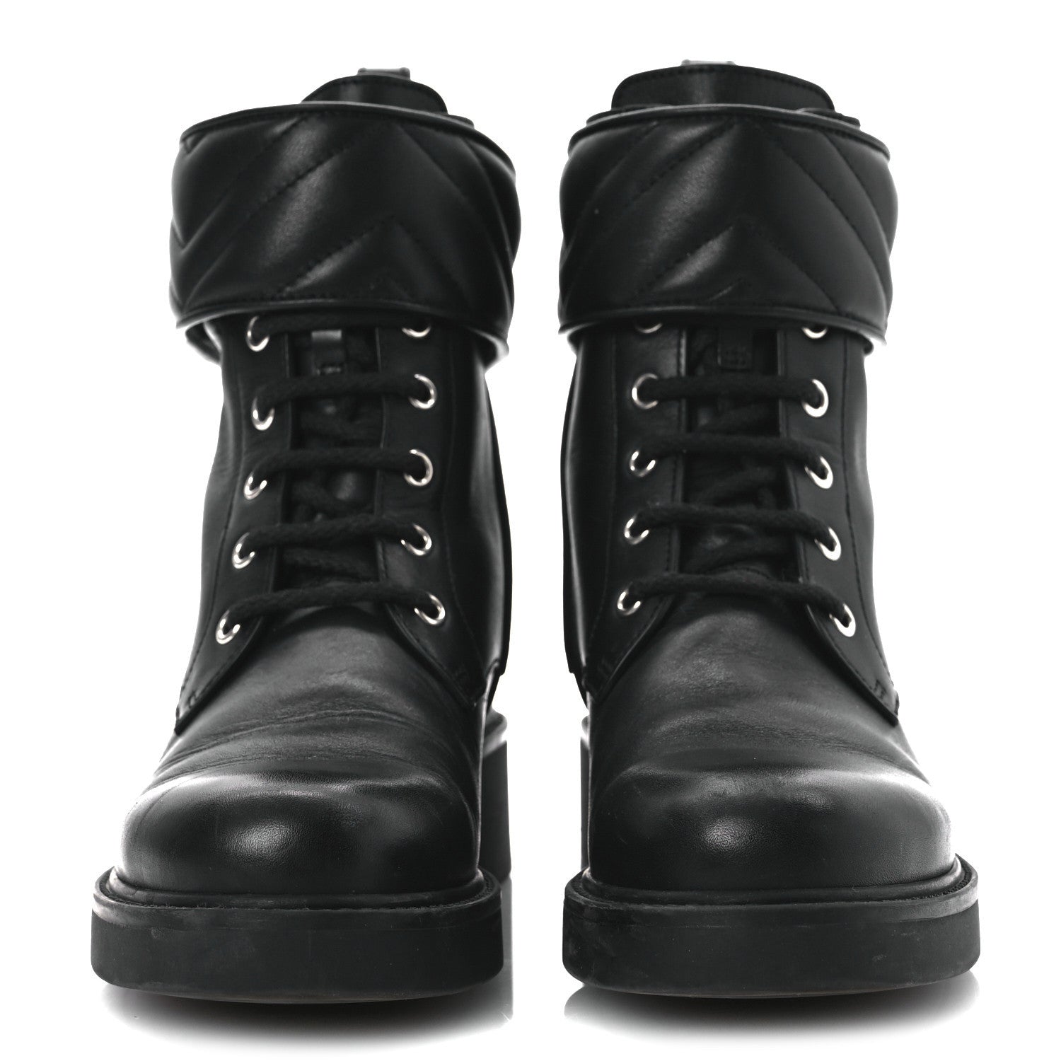 Flores Calfskin Nappa Matelasse GG 40mm Ankle Boots 37.5 Black