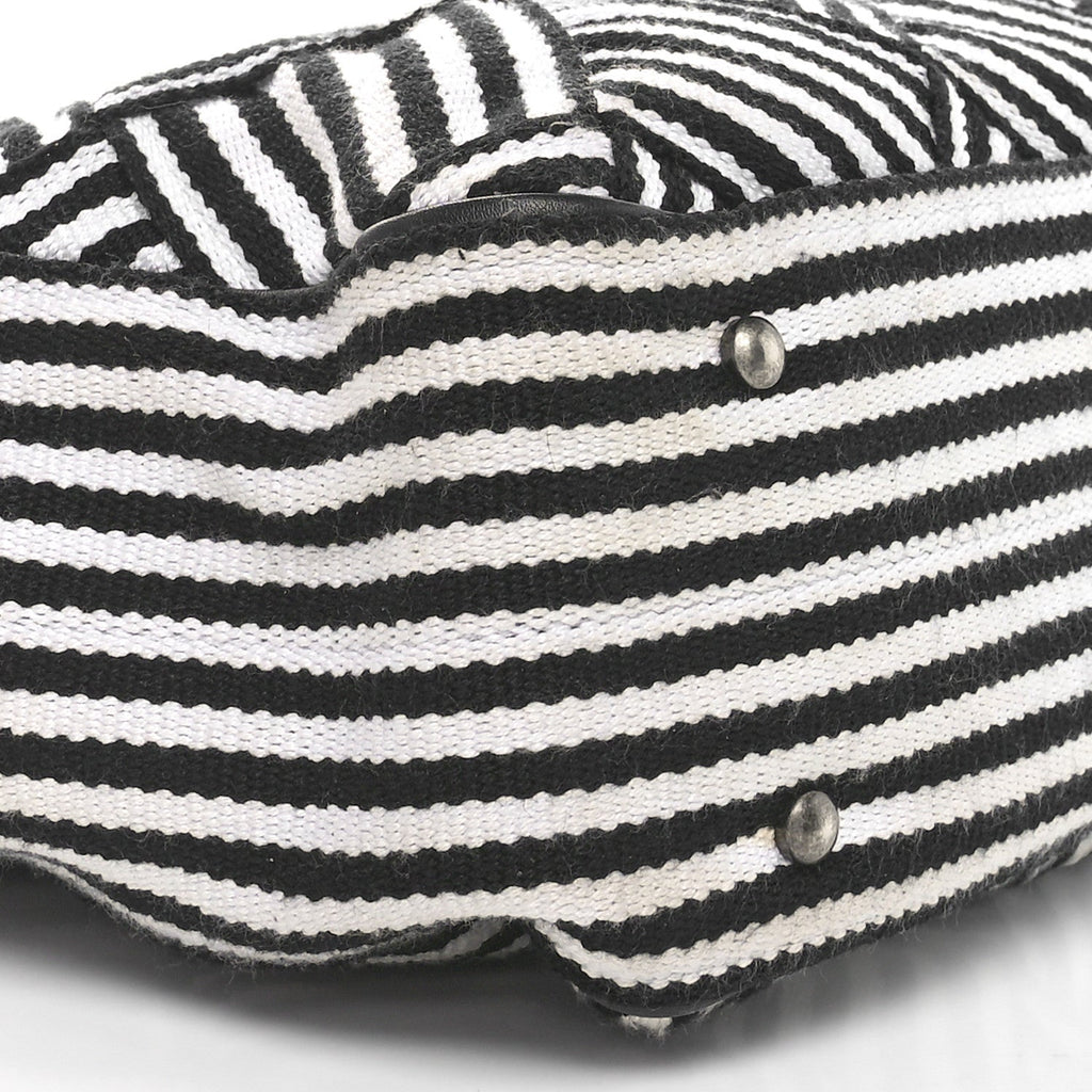 Woven Canvas Large Easy Shopping Tote Black White