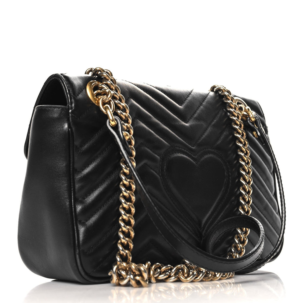 Calfskin Matelasse Small GG Marmont Shoulder Bag Black