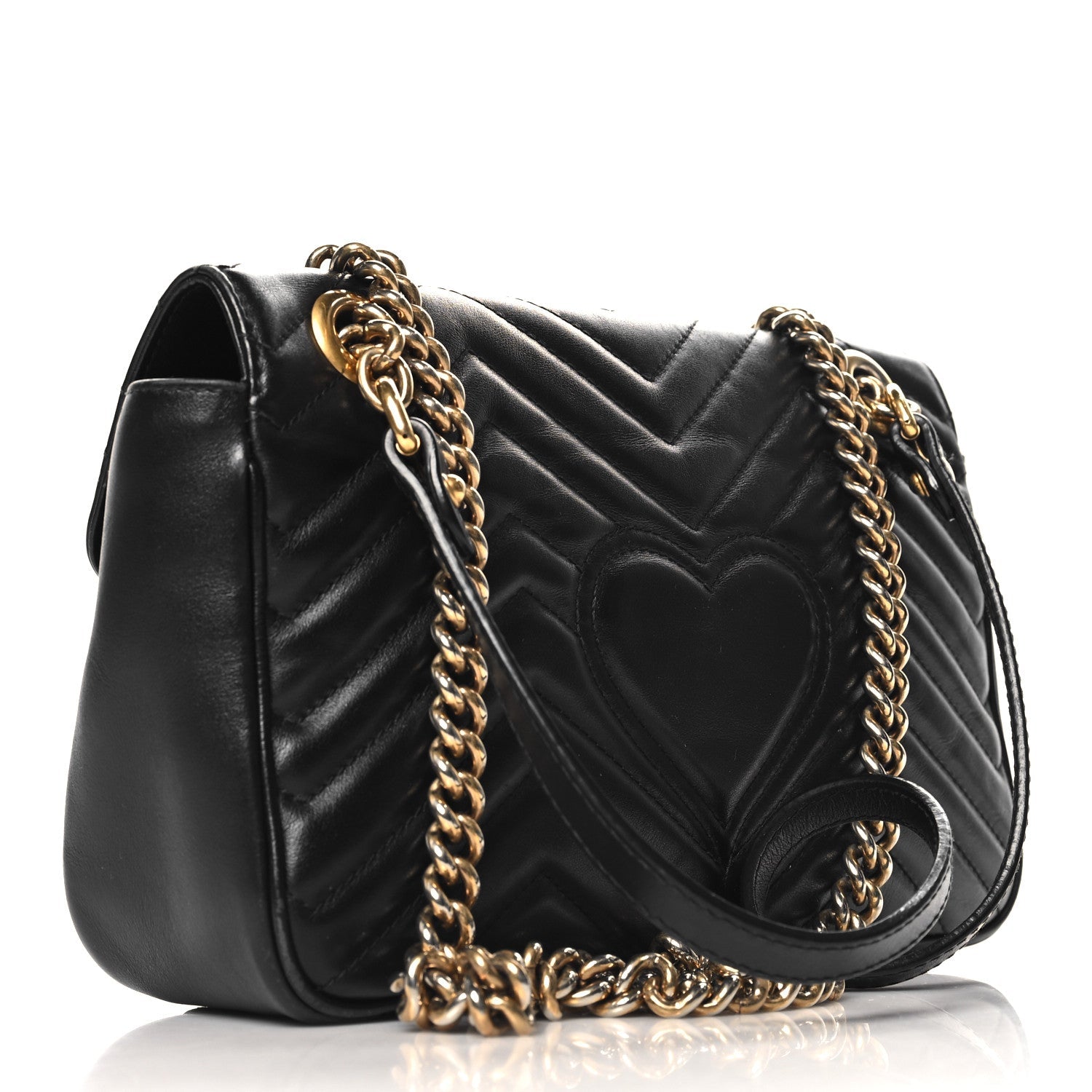 Calfskin Matelasse Small GG Marmont Shoulder Bag Black