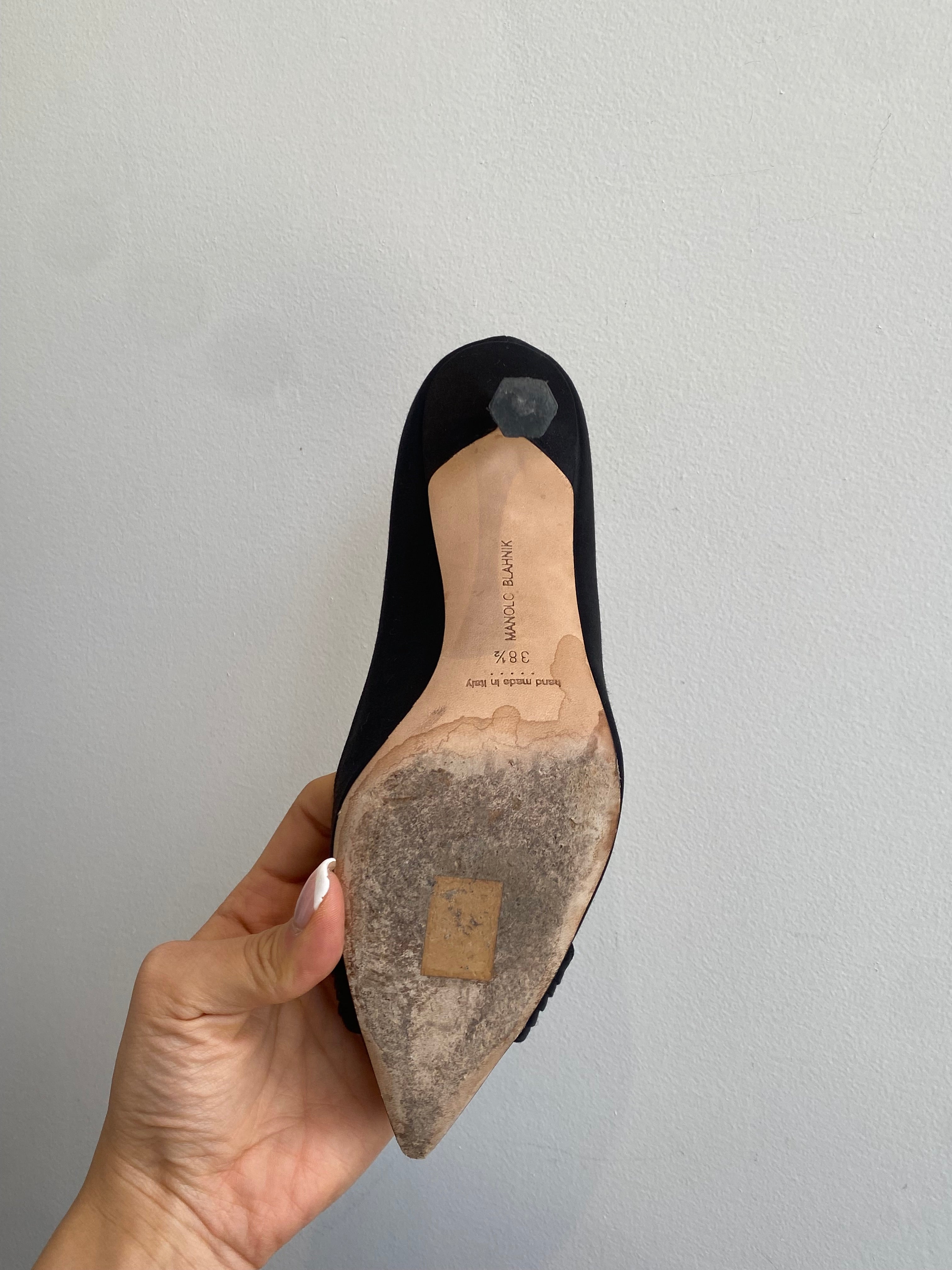 Manolo Blahnik Satin Crystal Pumps