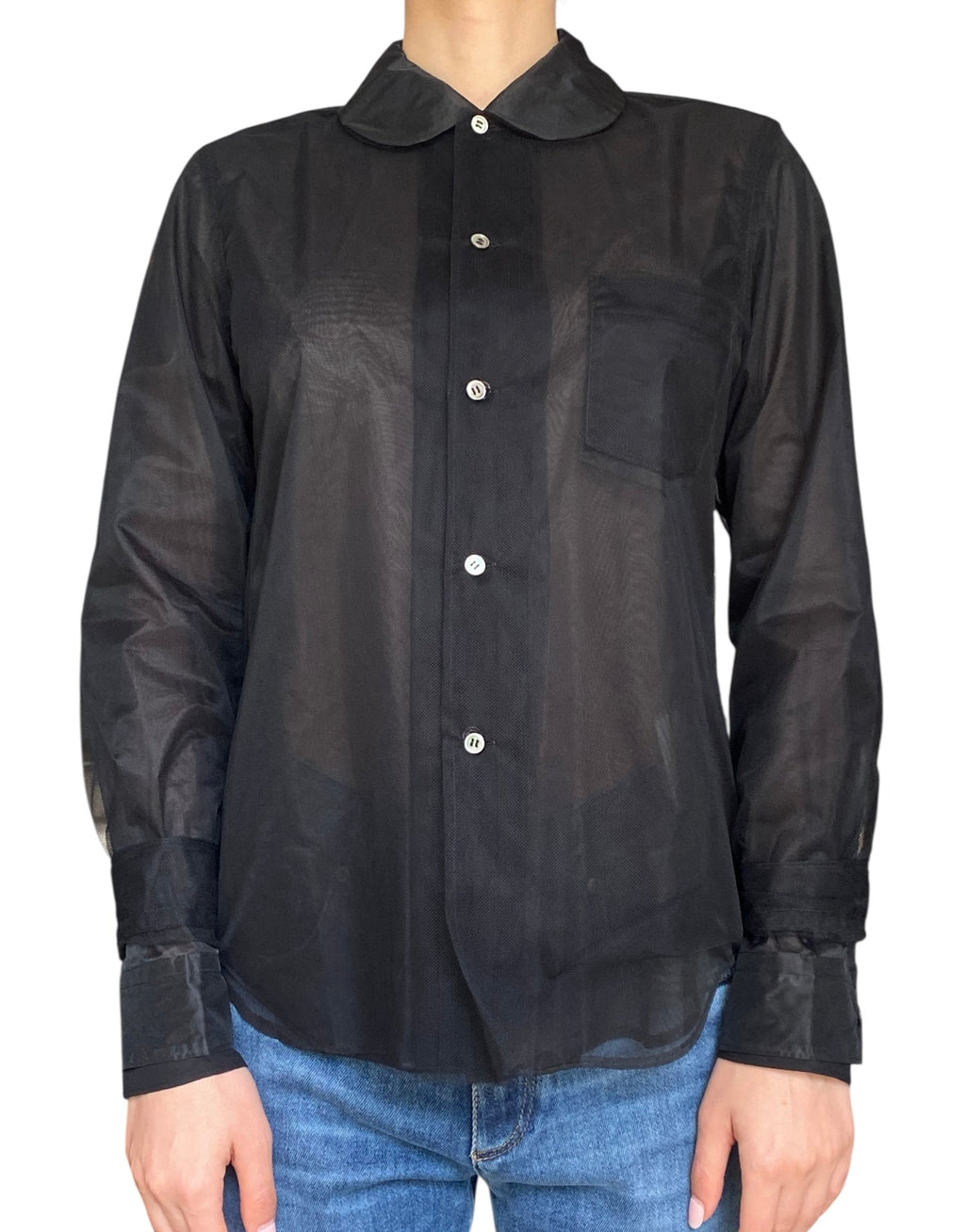 Comme Des Garçons Black Triple Layered Tulle Shirt - M