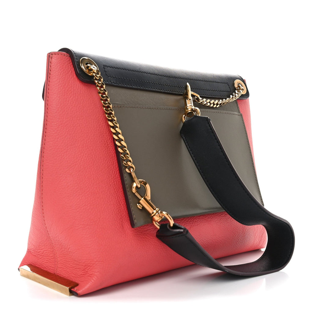 Calfskin Medium Clare Shoulder Bag Tan Pink Black