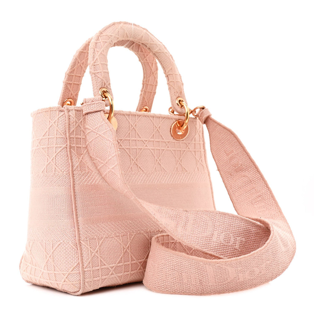 Canvas Embroidered Cannage Medium Lady D-Lite Pink