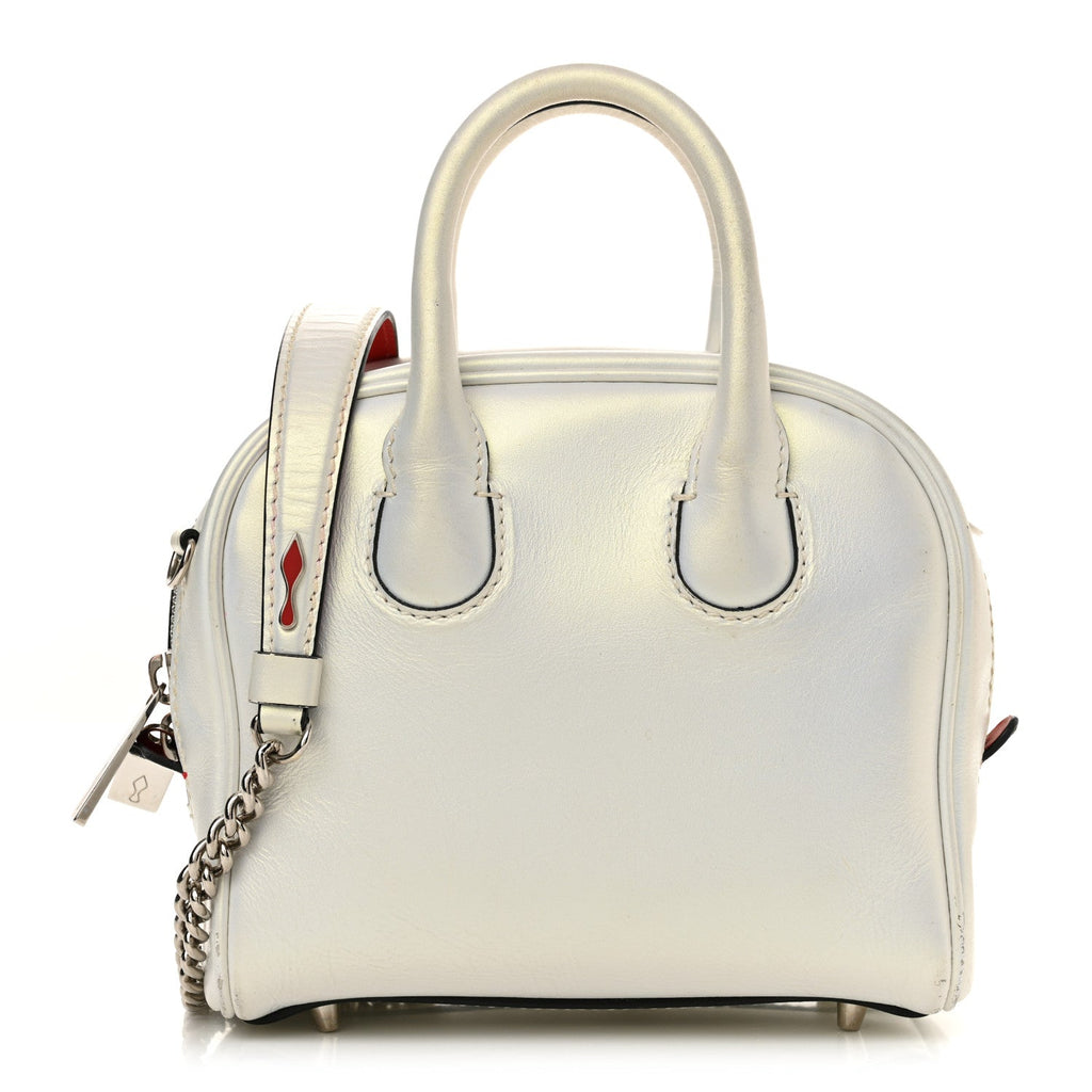 Iridescent Calfskin Paris Nano Collage Marie Jane Tote White